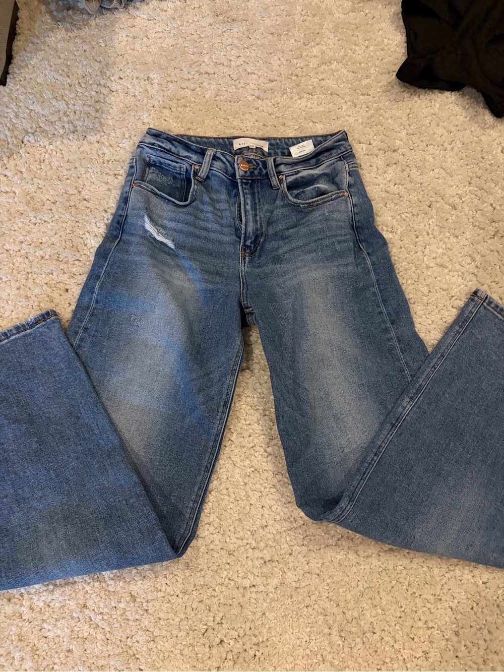 Mid-Blue High-Rise Straight Jeans for Women